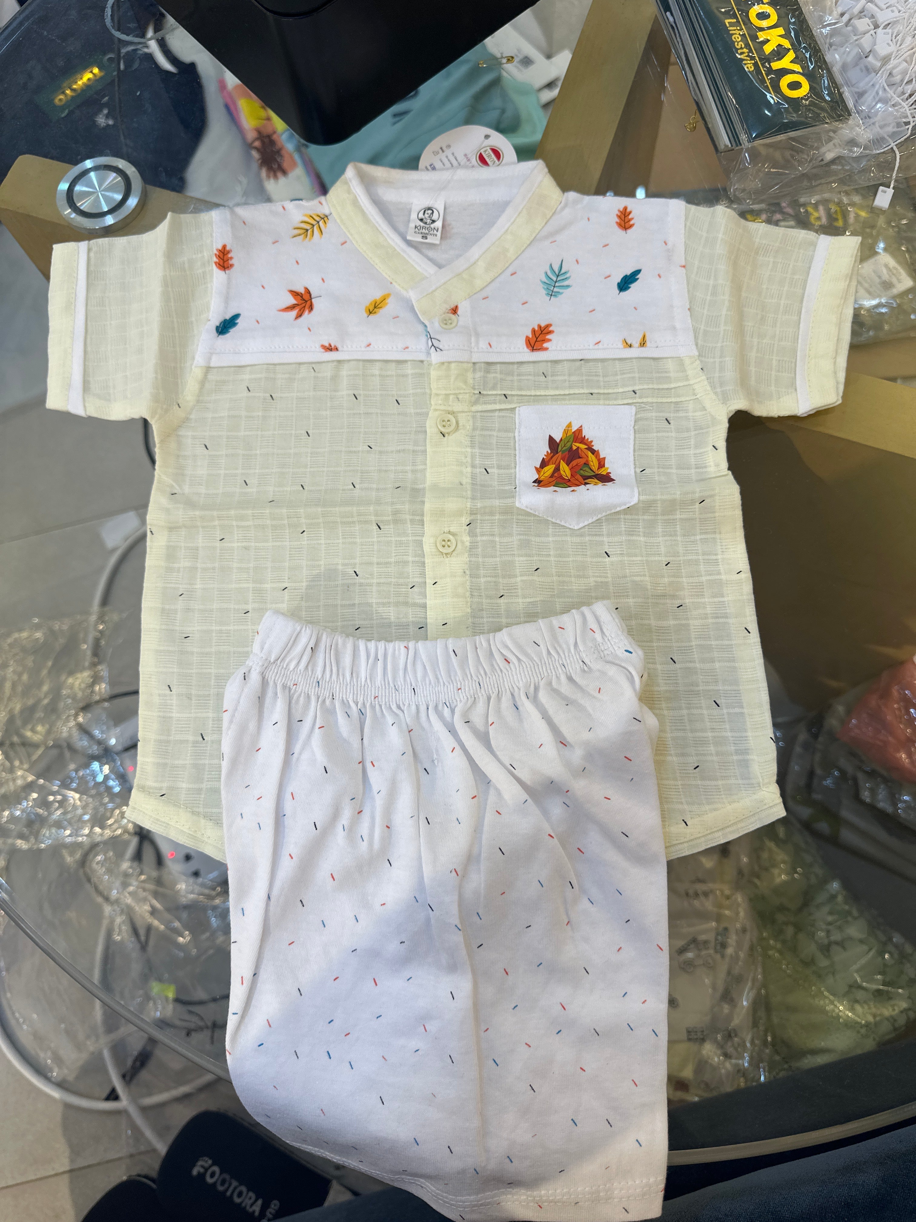 Baby Summer Leaf Print Shirt & Shorts 081