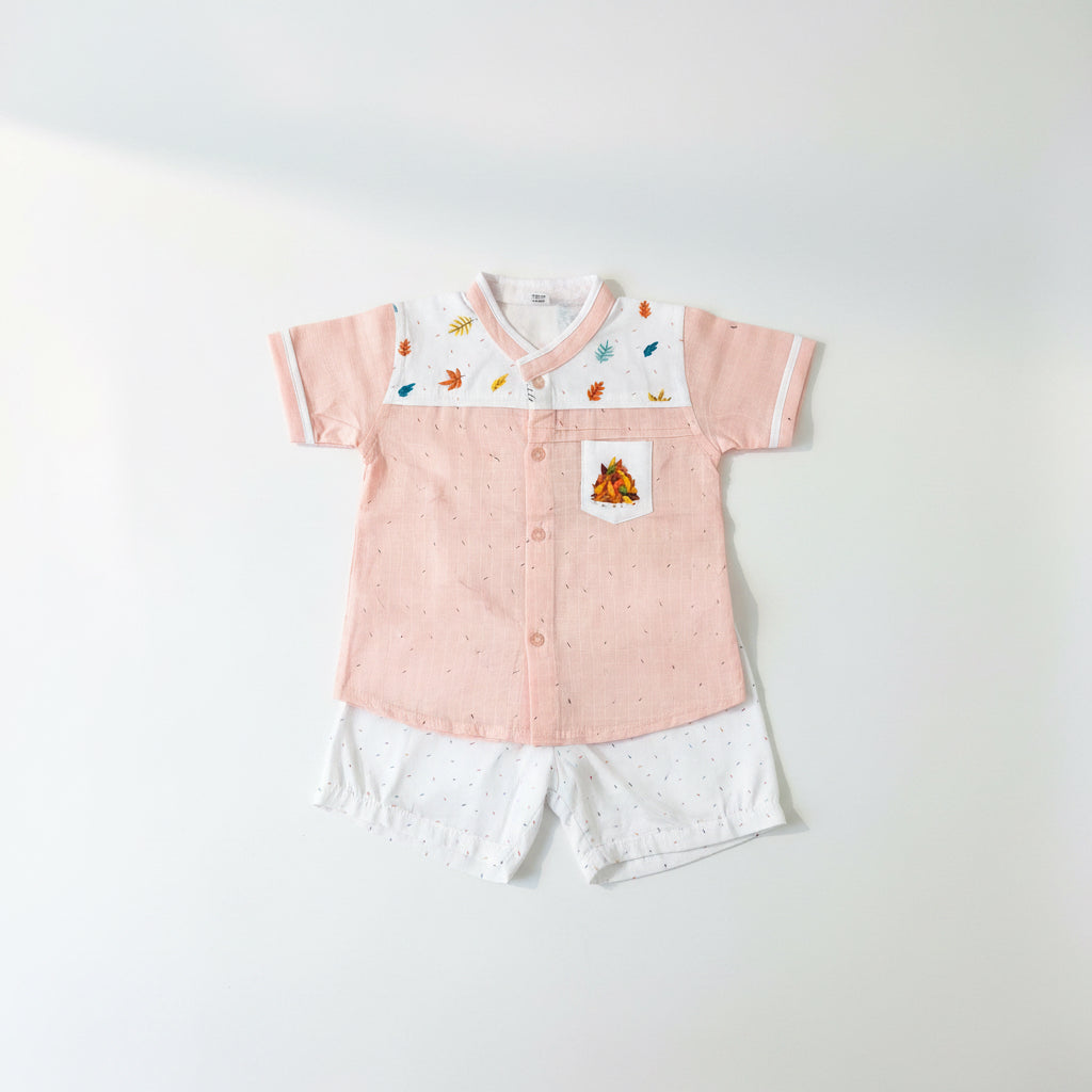 Baby Summer Leaf Print Shirt & Shorts 081