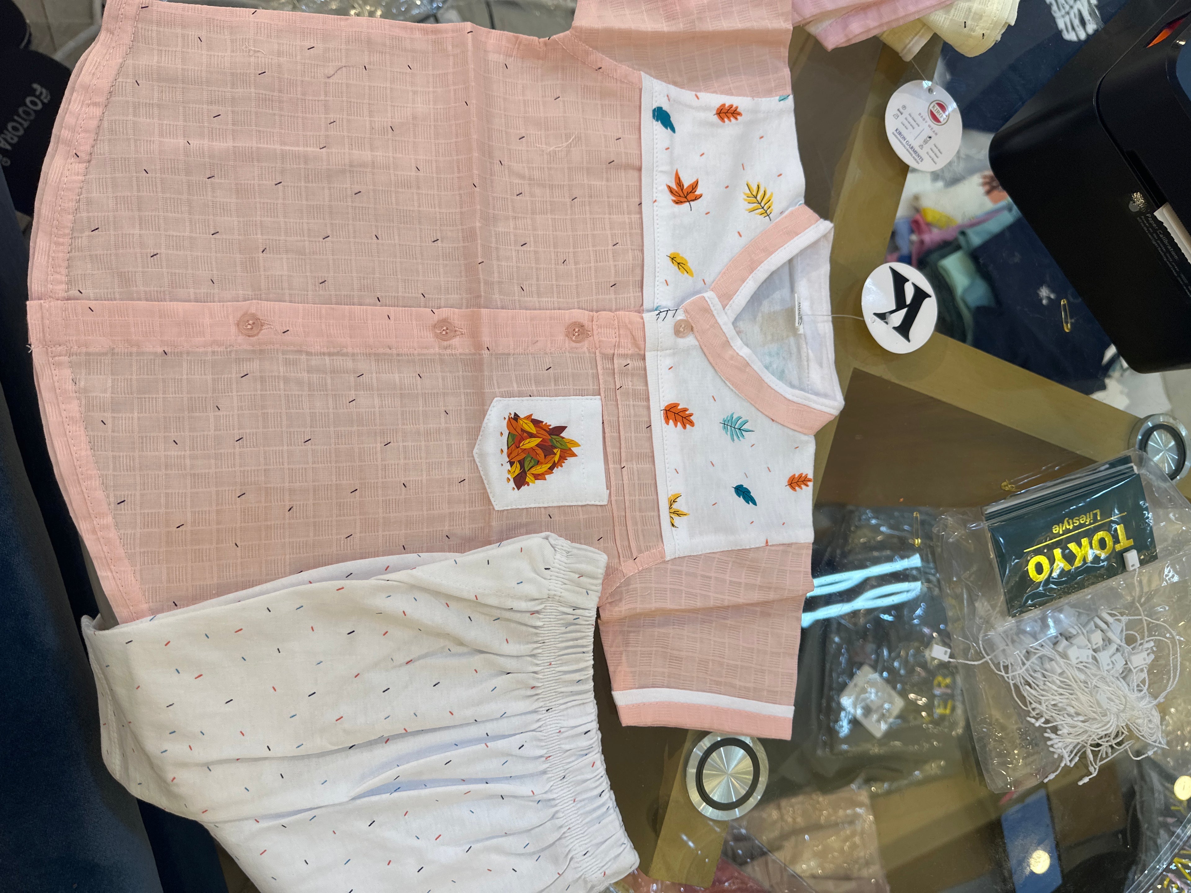 Baby Summer Leaf Print Shirt & Shorts 081