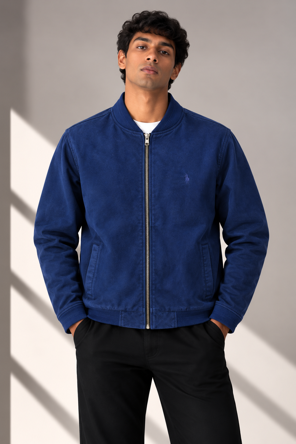 Men’s Premium Full-Zip Bomber Jacket – Royal Blue