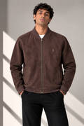 Men’s Premium Full-Zip Bomber Jacket – Chocolate Brown