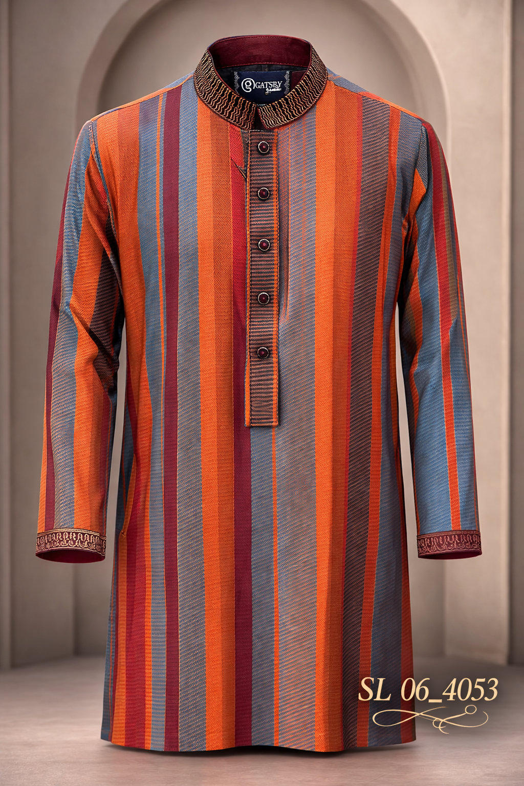 Gatsby Mens Panjabi SL 06_ Orange S 4053