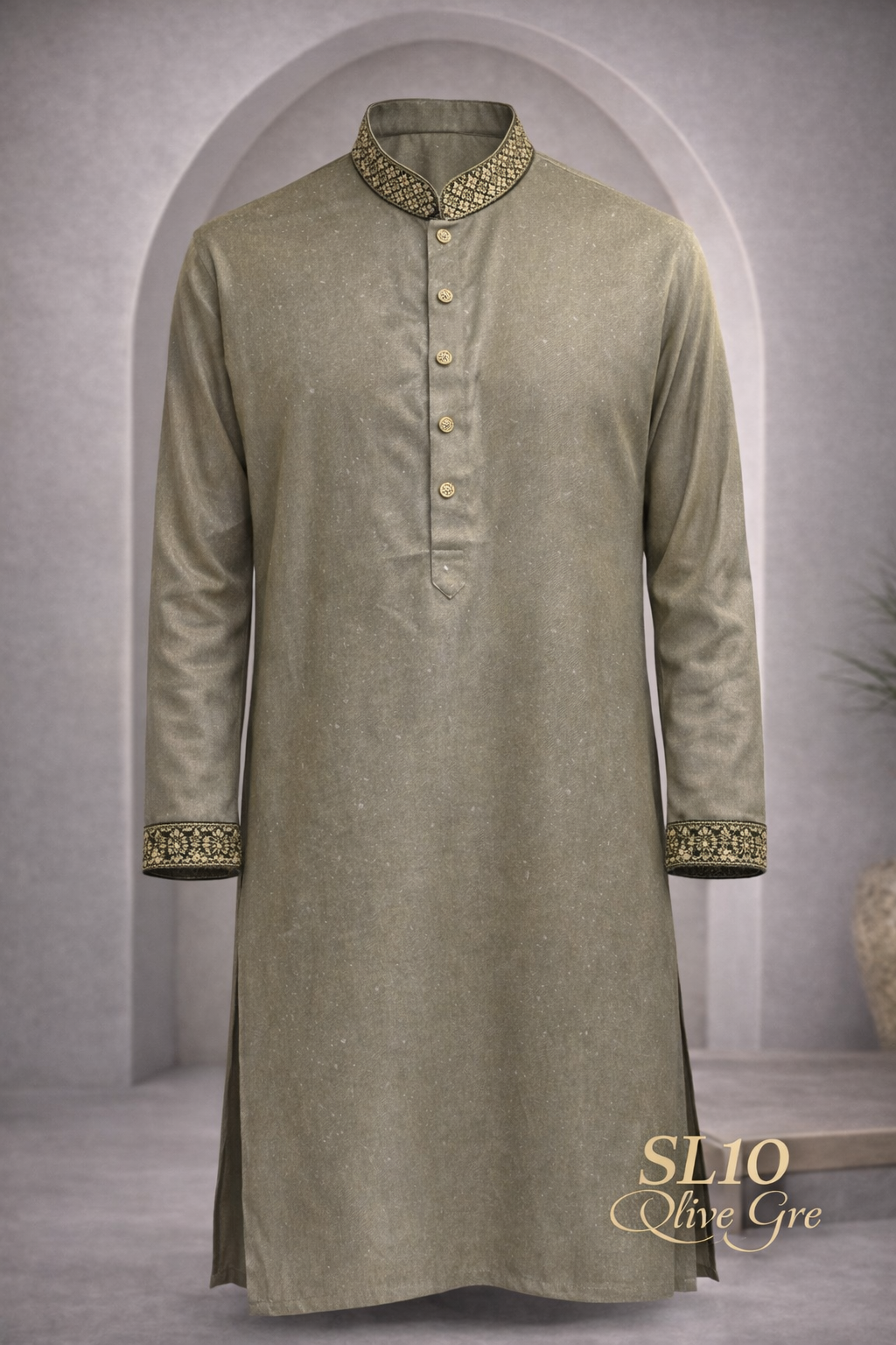 Gatsby Mens Father panjabi Olive Gre SL10