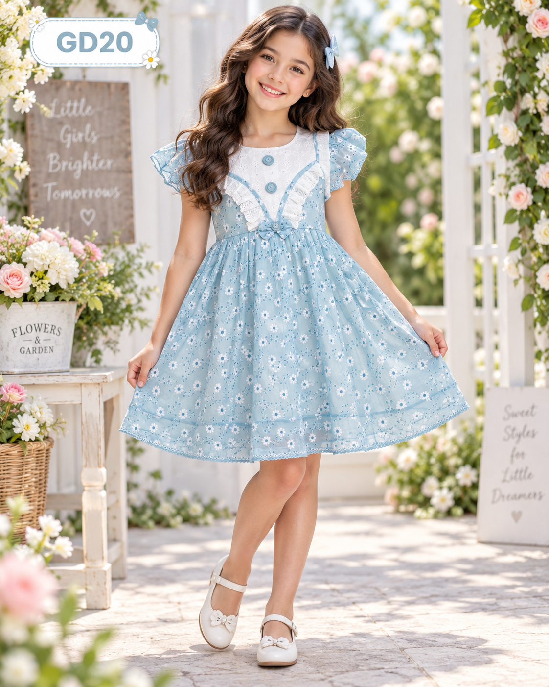 Premium Girls Floral Ruffle Party Frock – GD20
