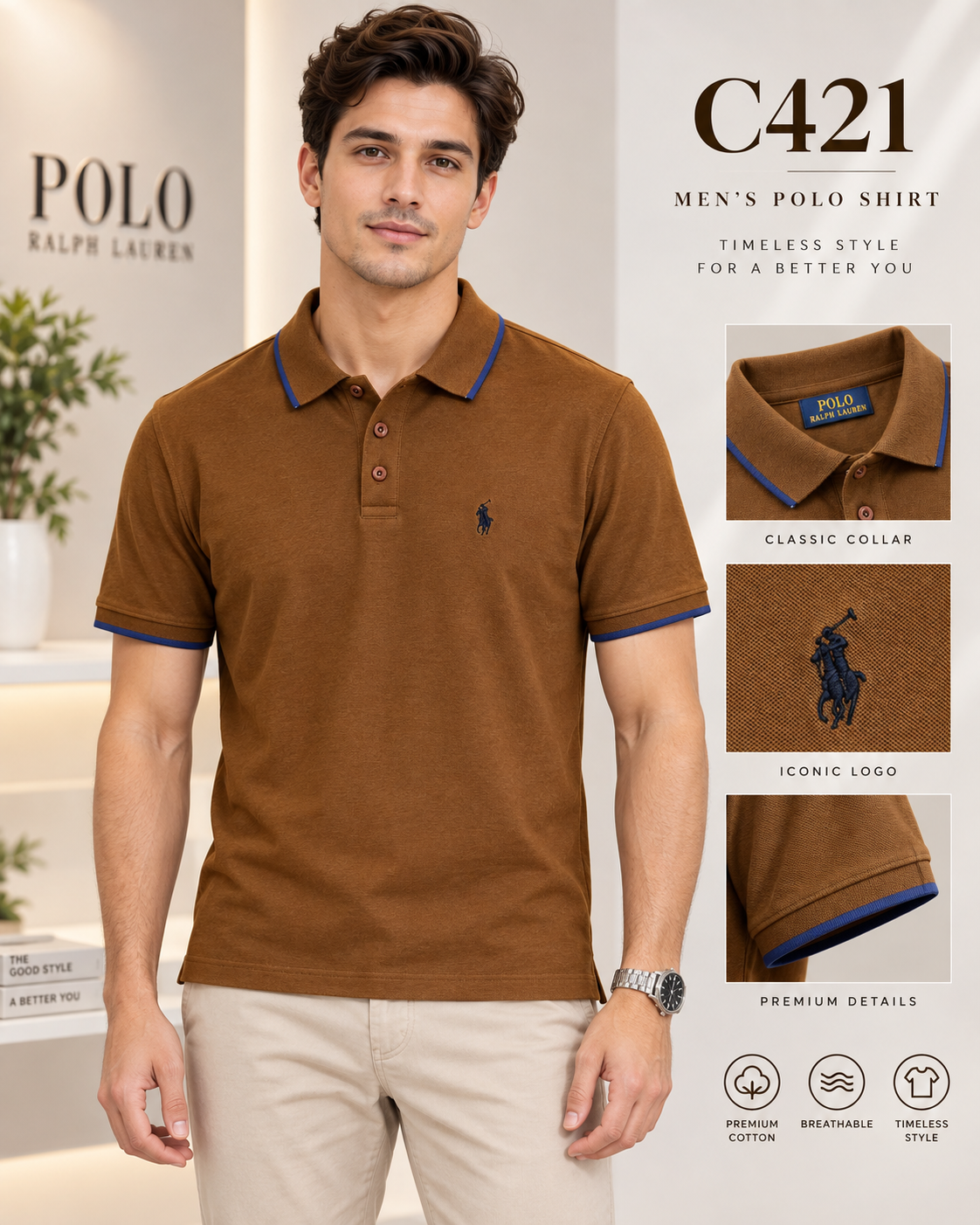 Premium Polo T-shirt RLPLT Khaki-C421