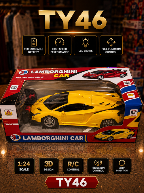 3D Lamborghini RC Car (Rechargeable, 1:24 Scale) - Metallic Red-TY46