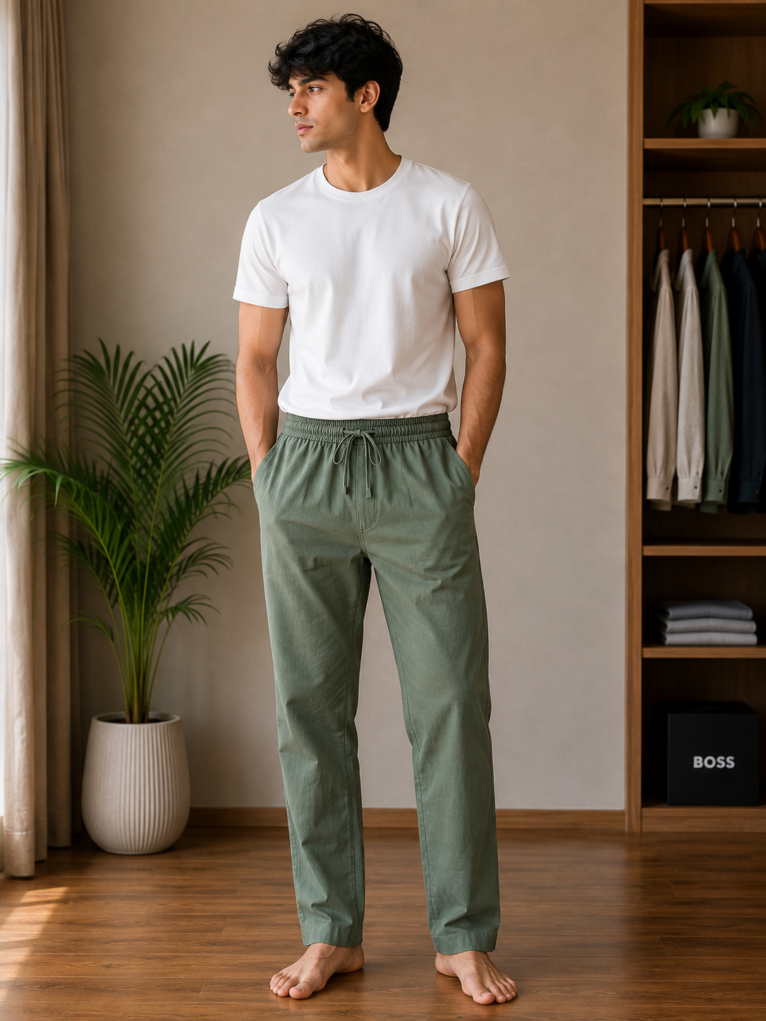 GATSBY Mens Summer Trouser _Next G138 Olive