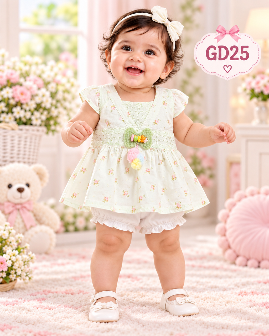 Premium Baby Girls Floral Top & Bloomer Set-GD25