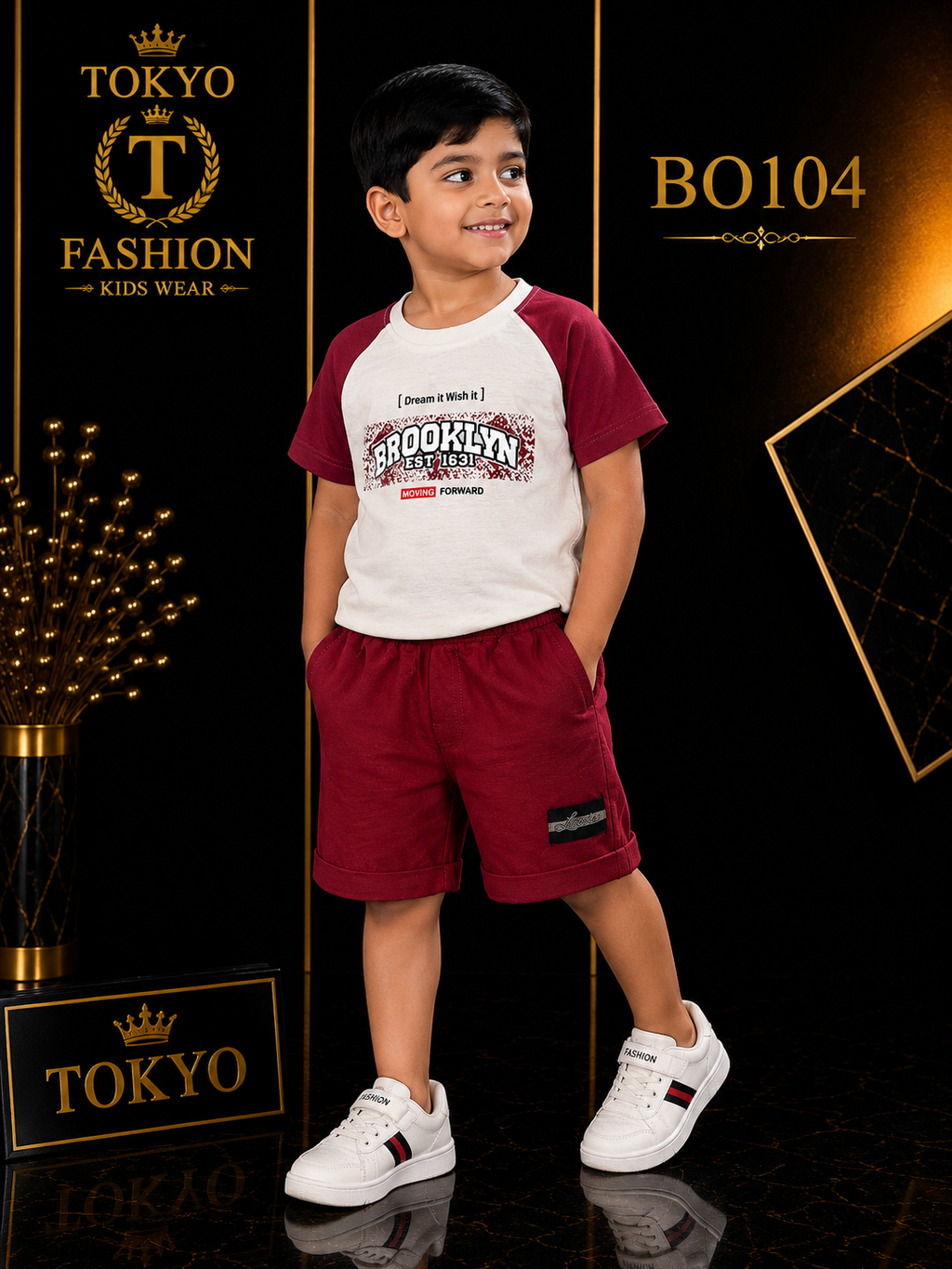 Boys’ Premium Brooklyn Graphic T-Shirt & Shorts Set – BO104