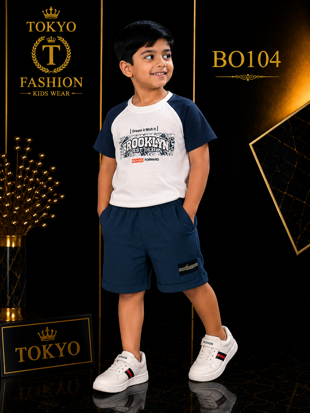Boys’ Premium Brooklyn Graphic T-Shirt & Shorts Set – BO104