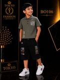 Boys’ Premium Printed Polo T-Shirt & Shorts Set – BO106