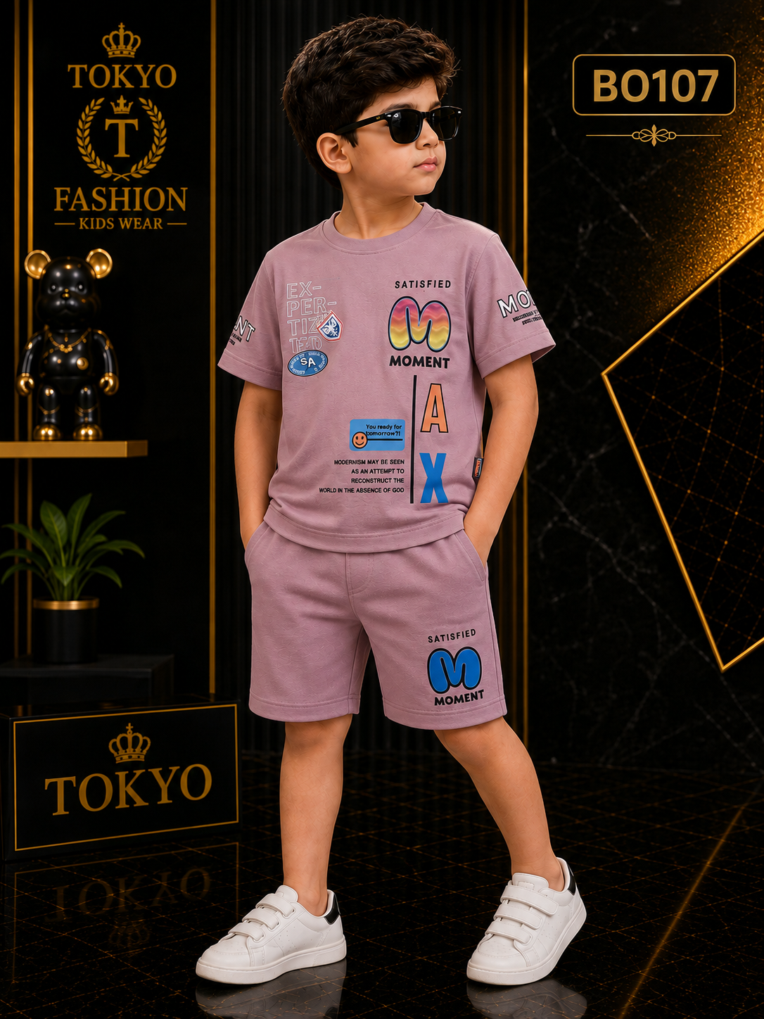 Boys’ Premium Graphic T-Shirt & Shorts Set – BO107