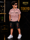 Boys’ Premium Graphic Polo T-Shirt & Shorts Set – BO110