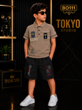 Boys’ Premium Graphic Polo T-Shirt & Shorts Set – BO111