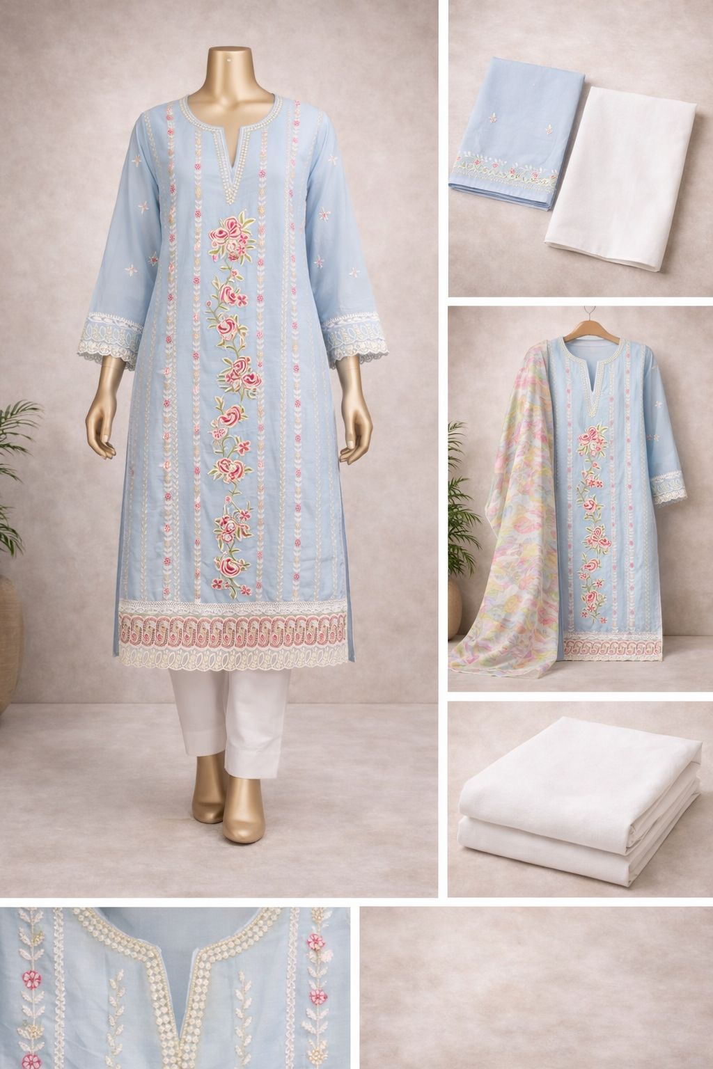 Embroidered 3-Piece Salwar Kameez Set 1021