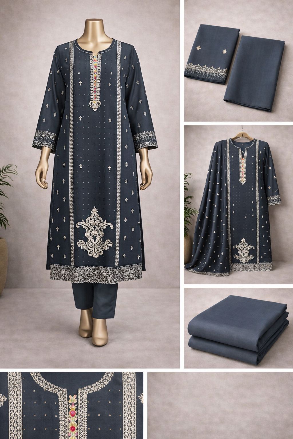 Stone work embroidered salwar kameez set 1028