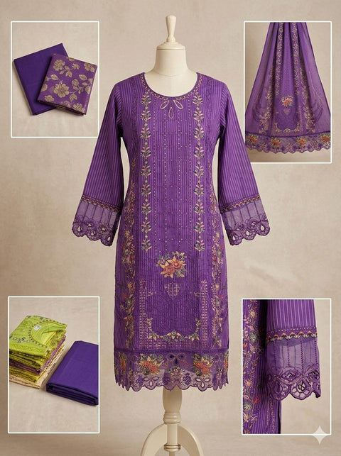 Embroidered 3-Piece Unstitched Salwar Kameez C167