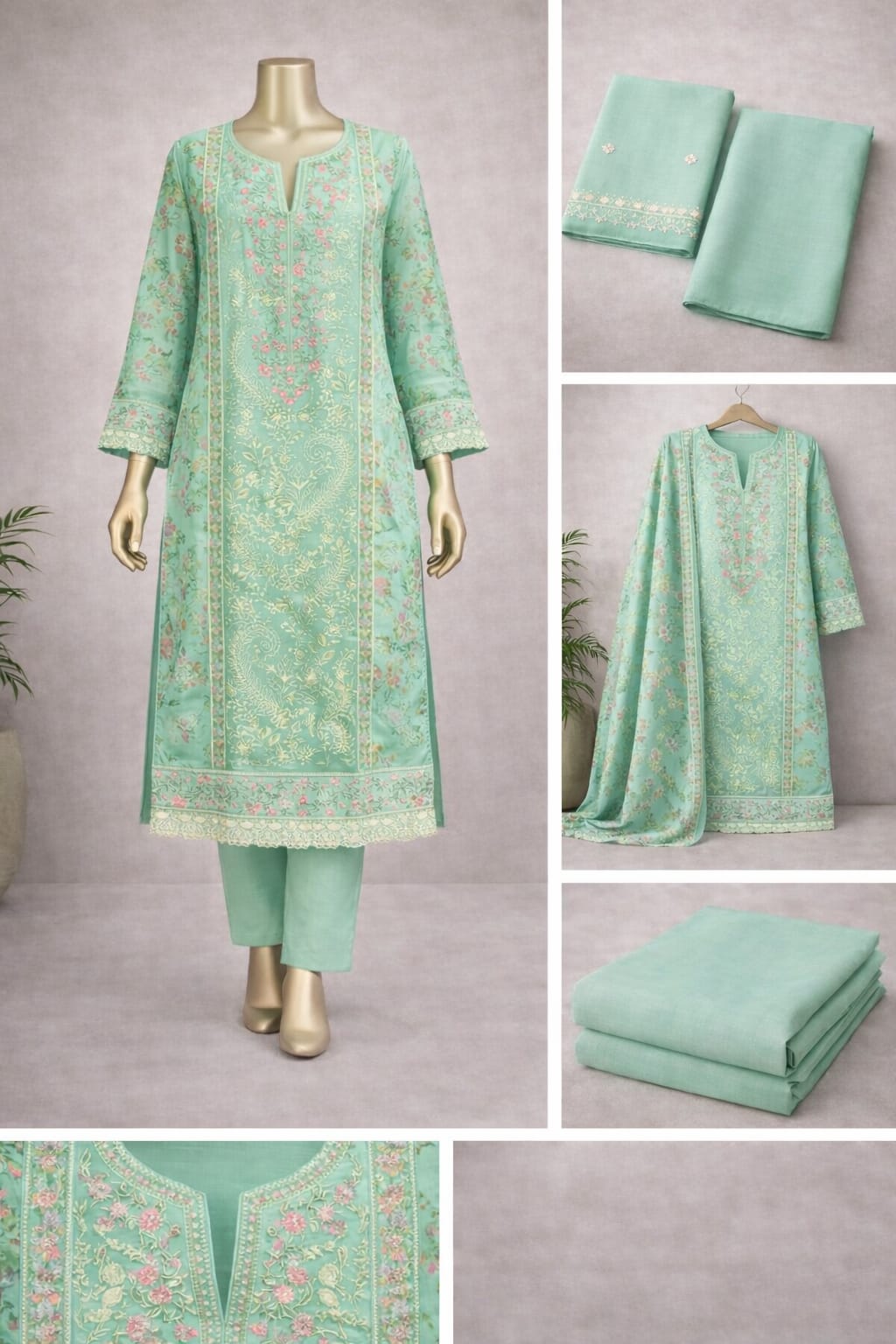 Women’s Embroidered Organza Unstitched Dress 1035