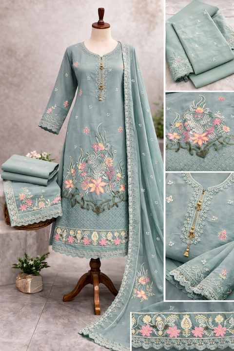 Elegant Embroidered three piece C181