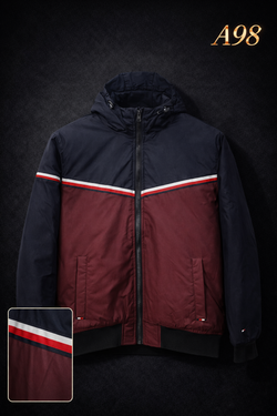 Mens Hooded Puffer Jacket  Navy Marrone Winter Jacket A98
