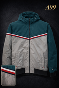 Mens Hooded Puffer Jacket – Green Beige Winter Jacket A99