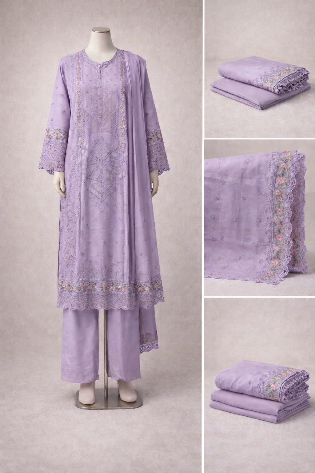 Women’s Embroidered Sequin Work 3-Piece 1051 lavender