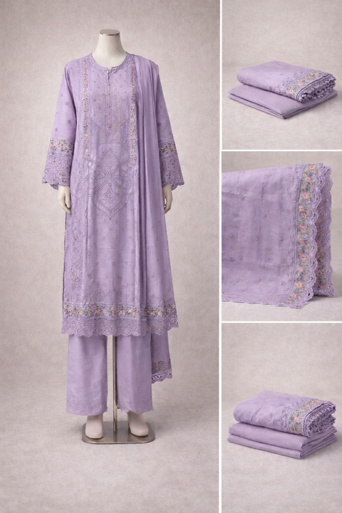 Women’s Embroidered Sequin Work 3-Piece 1051 lavender