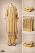 Women’s Embroidered Sequin Work 3-Piece 1052 mustard Yellow