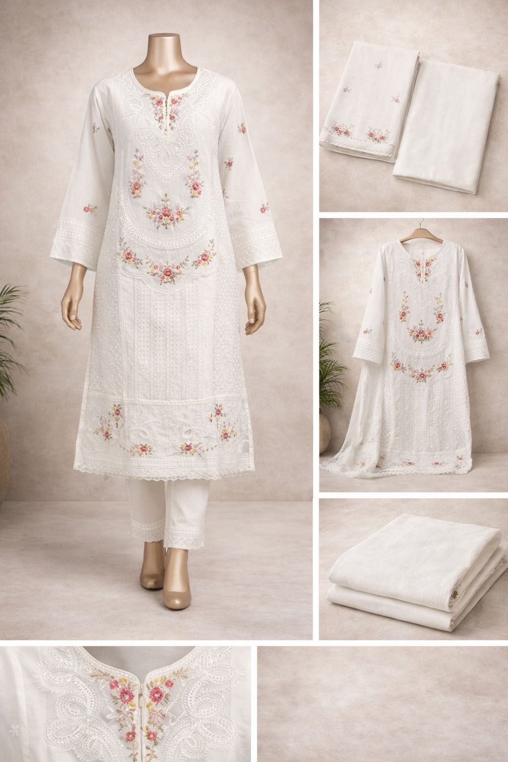 Premium Embroidered 3-Piece 1059 white