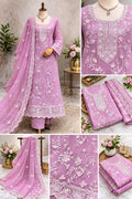 Premium Neck Embroidered Party Dress 1066 lavender