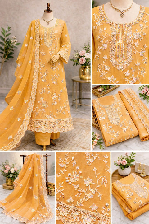 Premium Neck Embroidered Party Dress C182