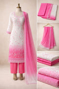 Premium Embroidered Chiffon Salwar Kameez Set 1073 pink
