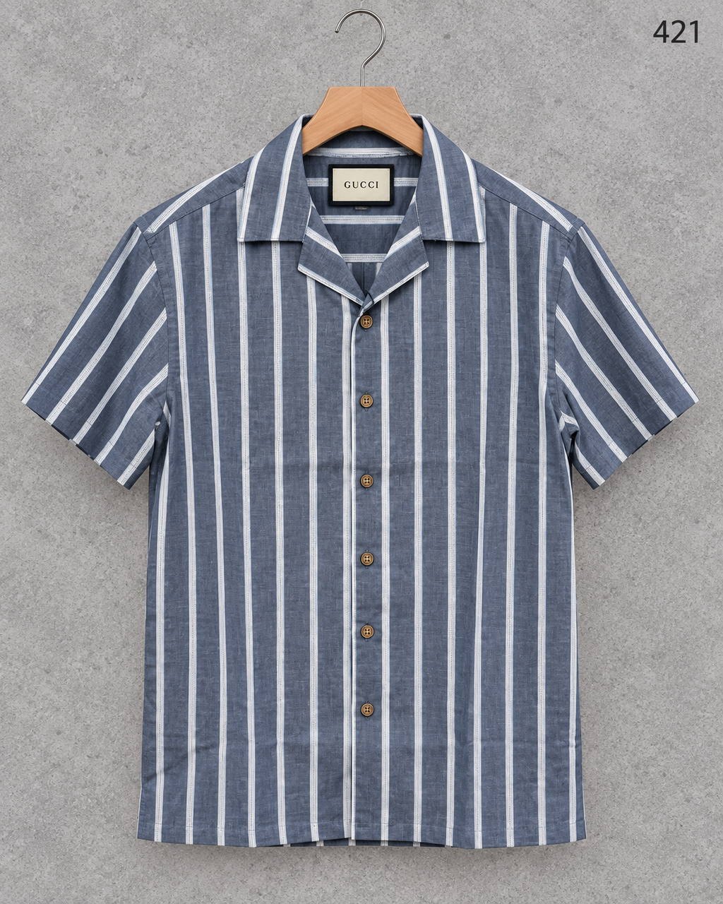 Premium Cuban Collar Bamboo Stripe Shirt GCST 421