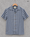 Premium Cuban Collar Bamboo Stripe Shirt GCST 421