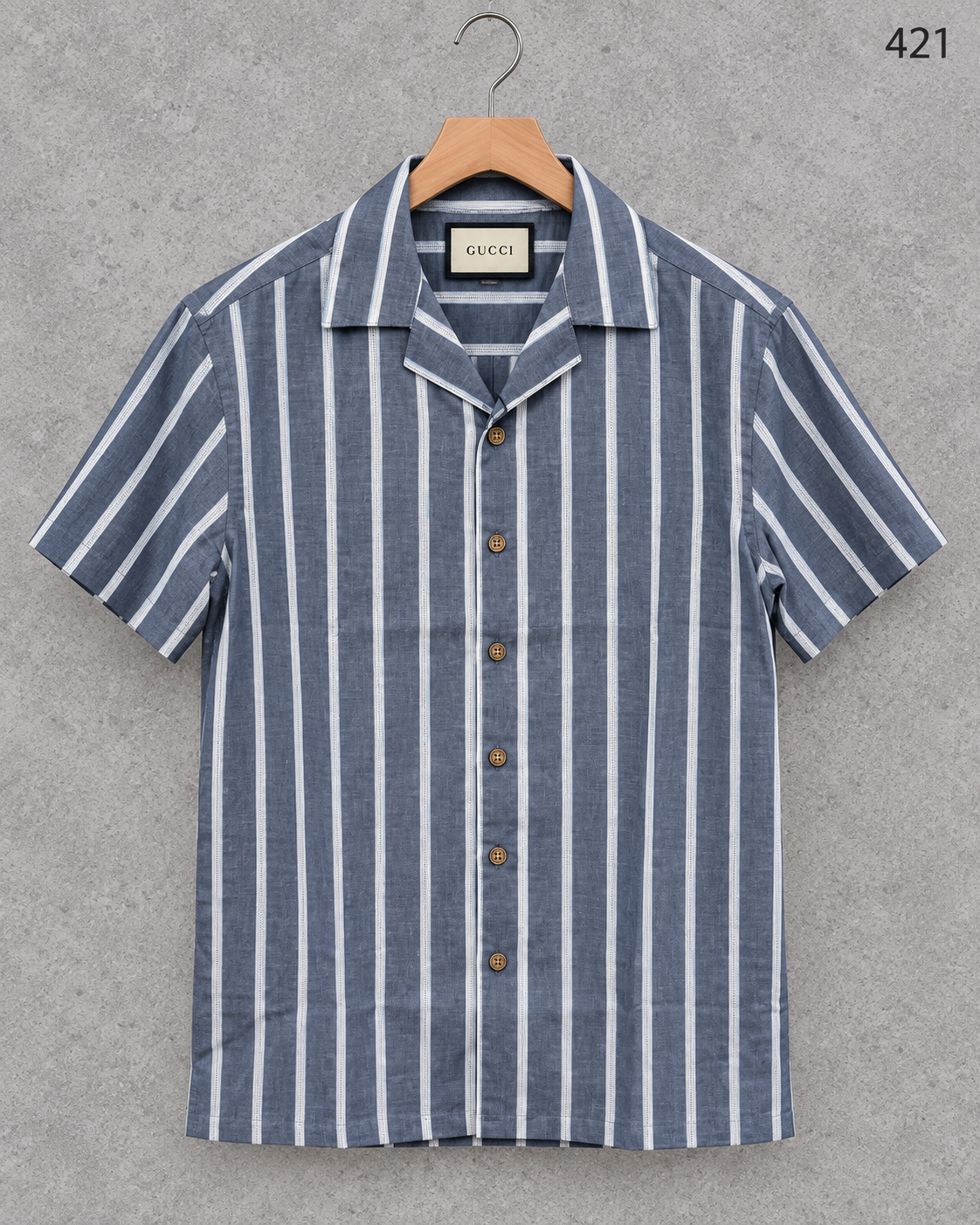 Premium Cuban Collar Bamboo Stripe Shirt GCST 421