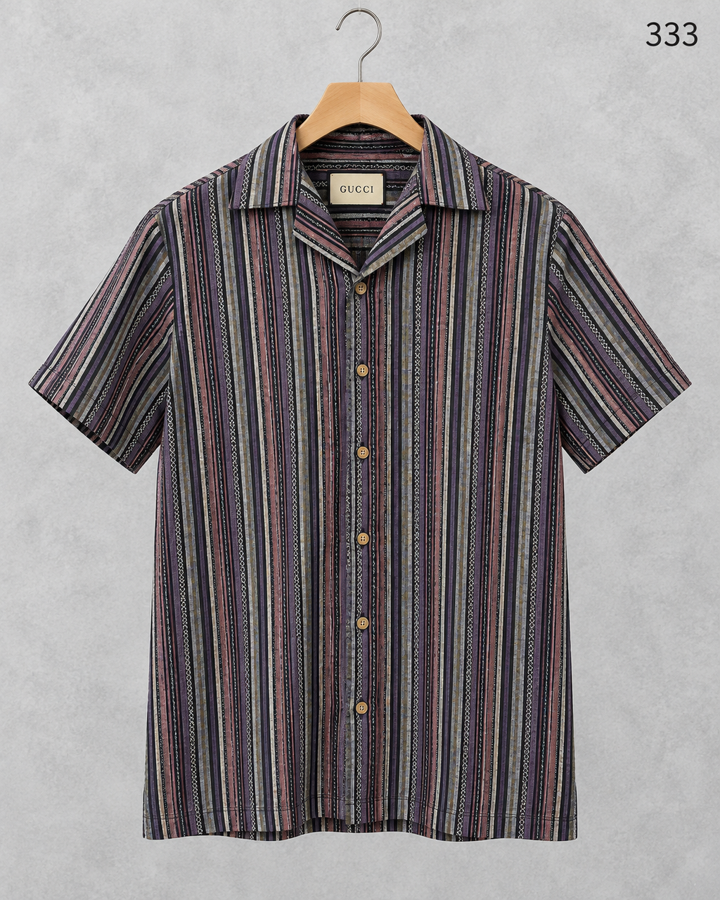 Premium Cuban Collar Bamboo Stripe Shirt GCST 333