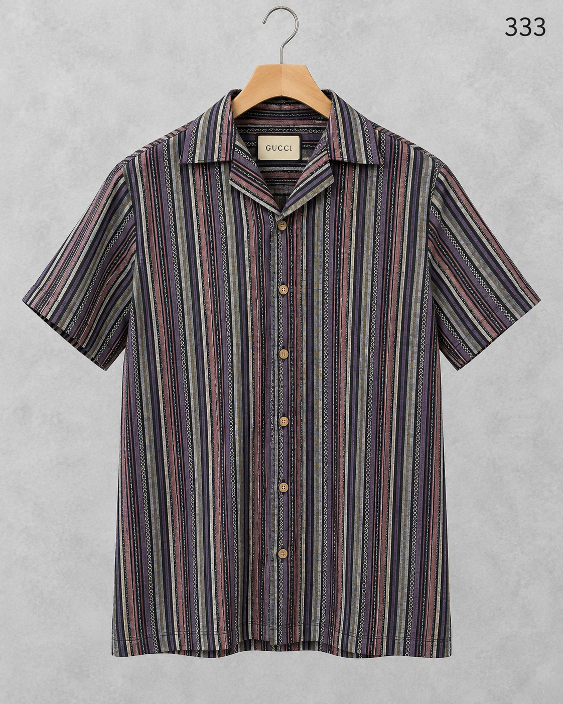 Premium Cuban Collar Bamboo Stripe Shirt GCST 333
