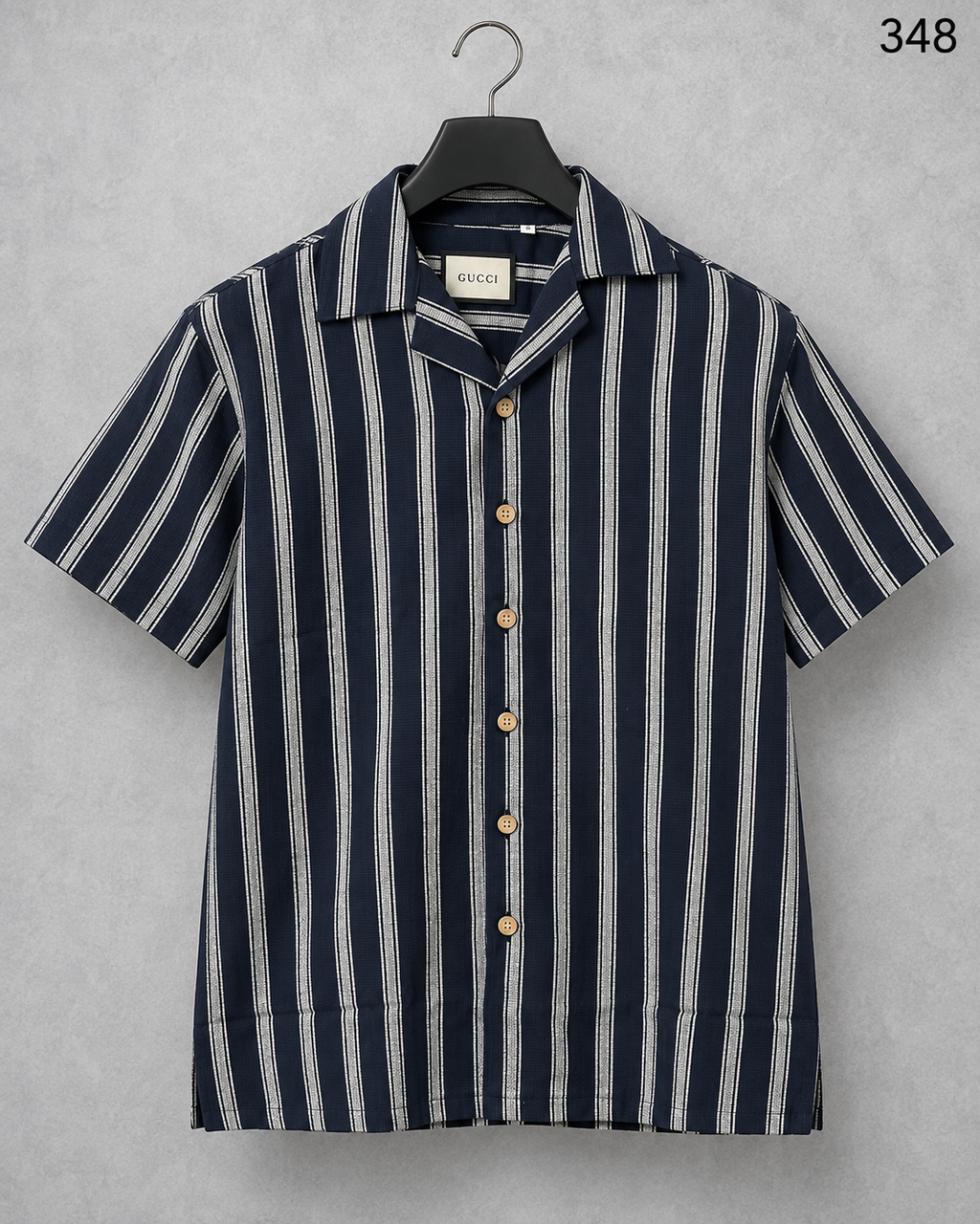 Premium Cuban Collar Bamboo Stripe Shirt GCST 348