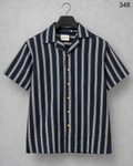 Premium Cuban Collar Bamboo Stripe Shirt GCST 348