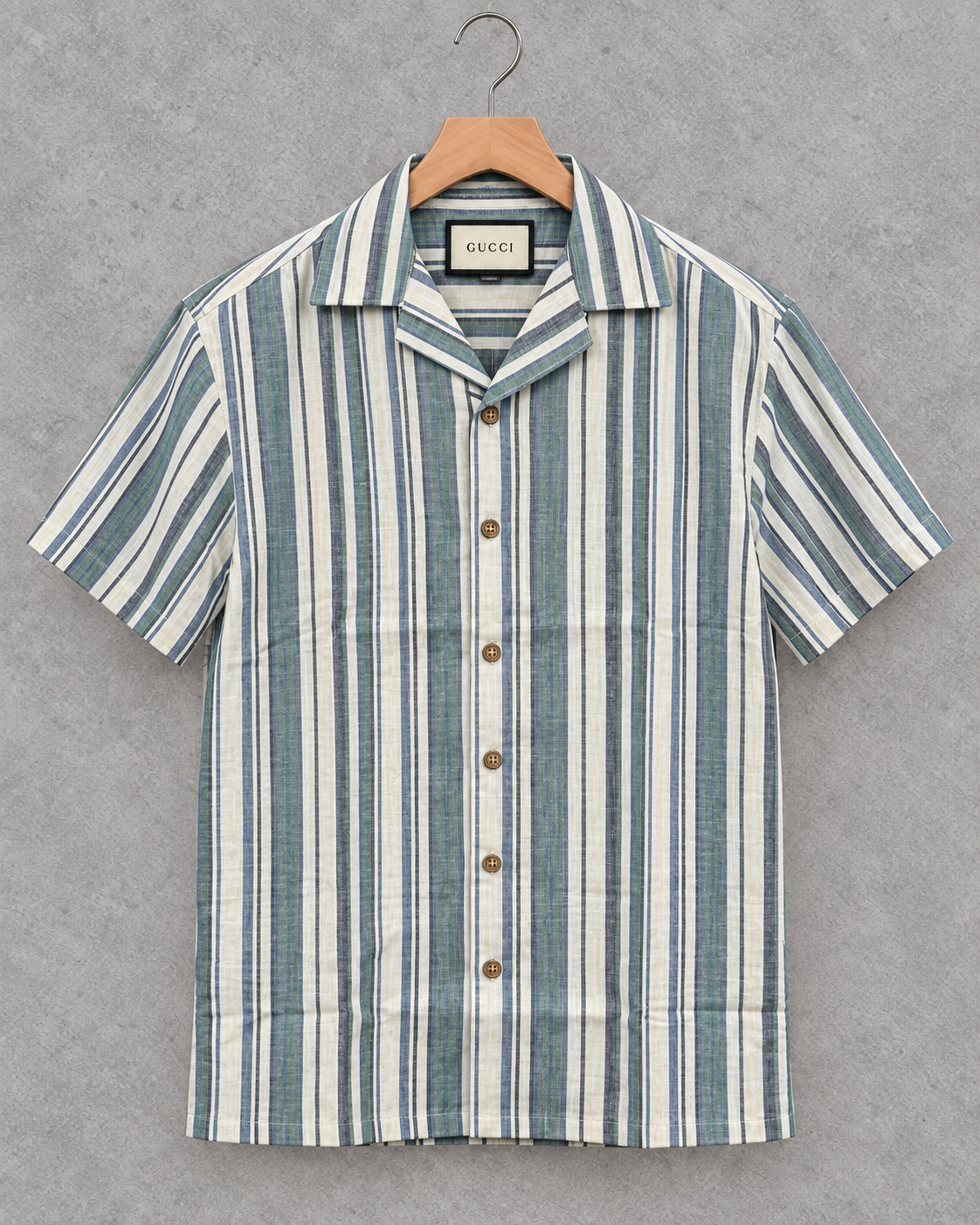 Premium Cuban Collar Bamboo Stripe Shirt GCST 406