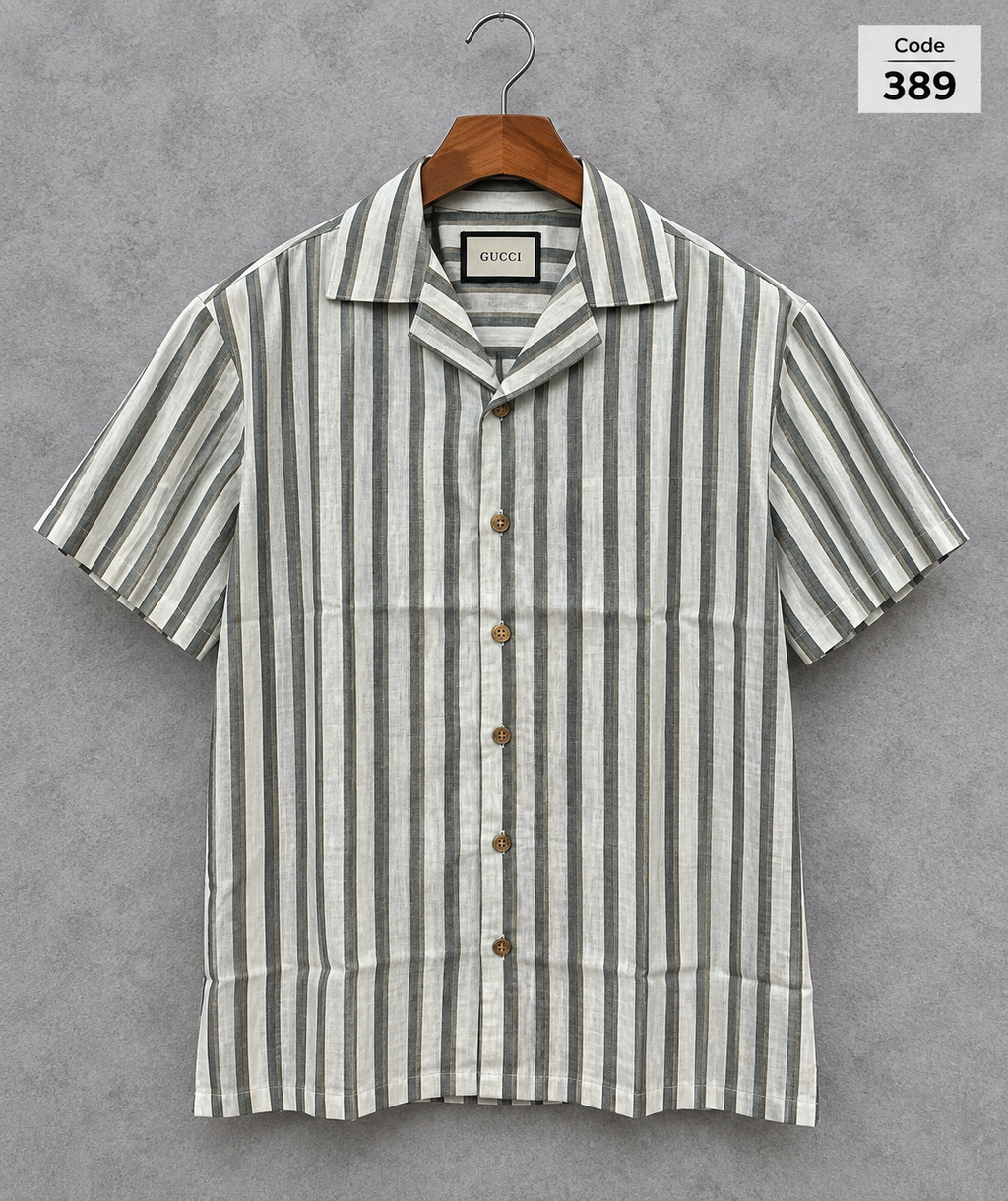 Premium Cuban Collar Bamboo Stripe Shirt GCST 389