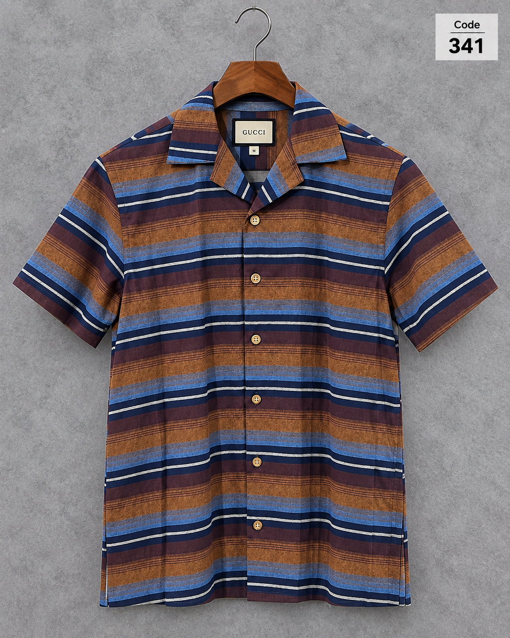 Premium Cuban Collar Stripe Shirt GCST 341