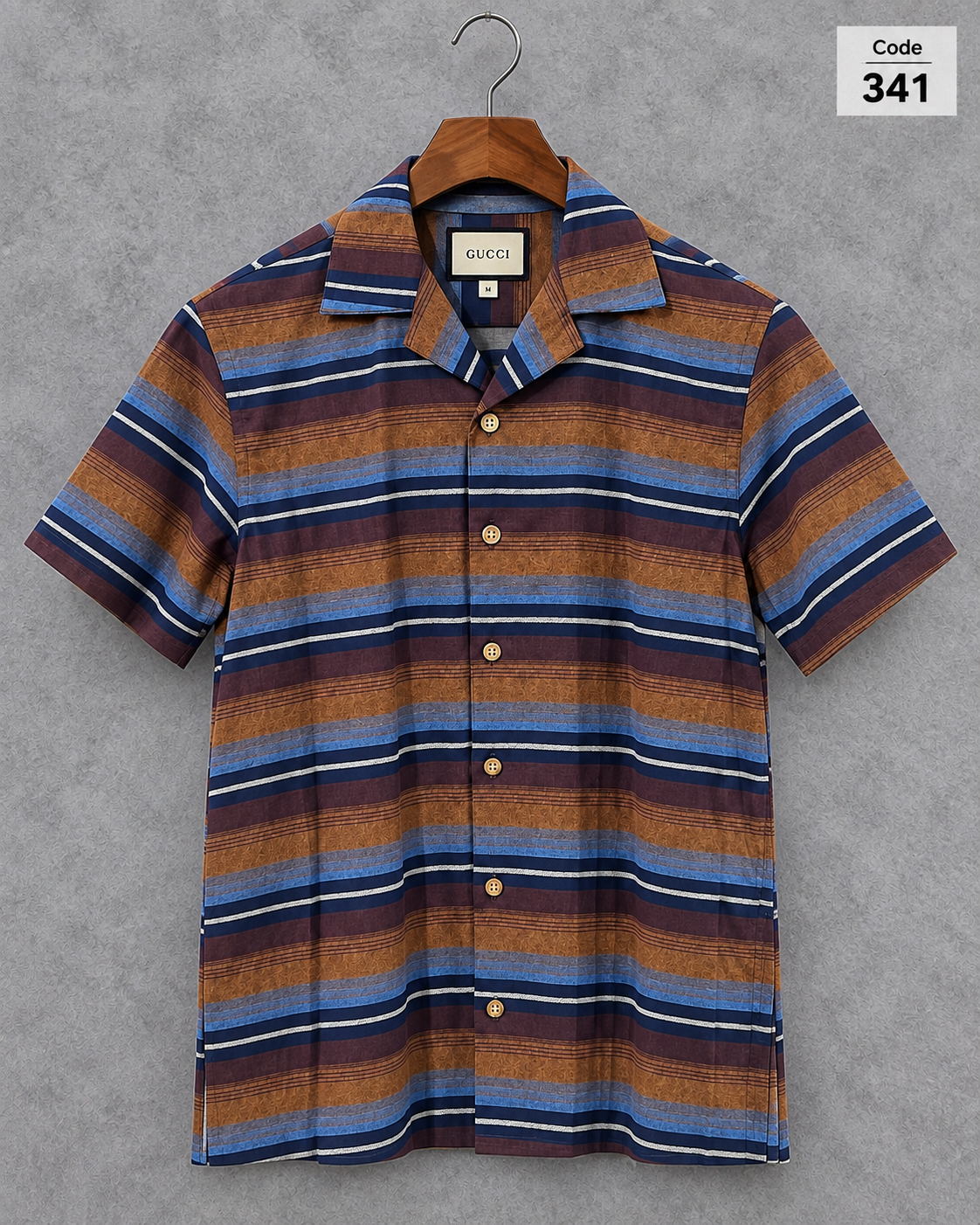 Premium Cuban Collar Stripe Shirt GCST 341