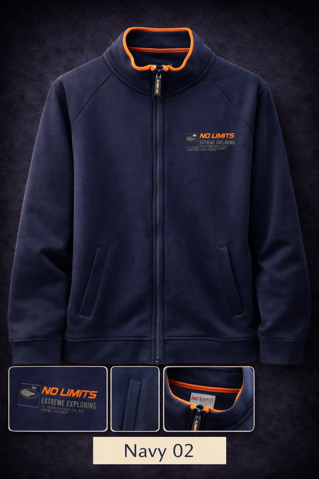 GATSBY Mens Full Zipper Sweat Shirt No Limits Navy 02