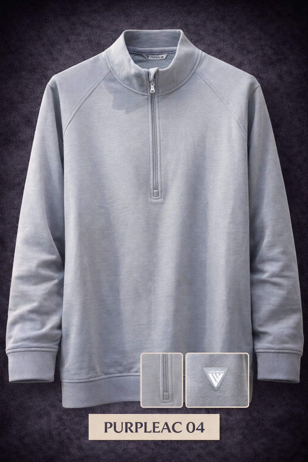 GATSBY Men’s Premium Half-Zip Sweatshirt – PURPLEAC 04