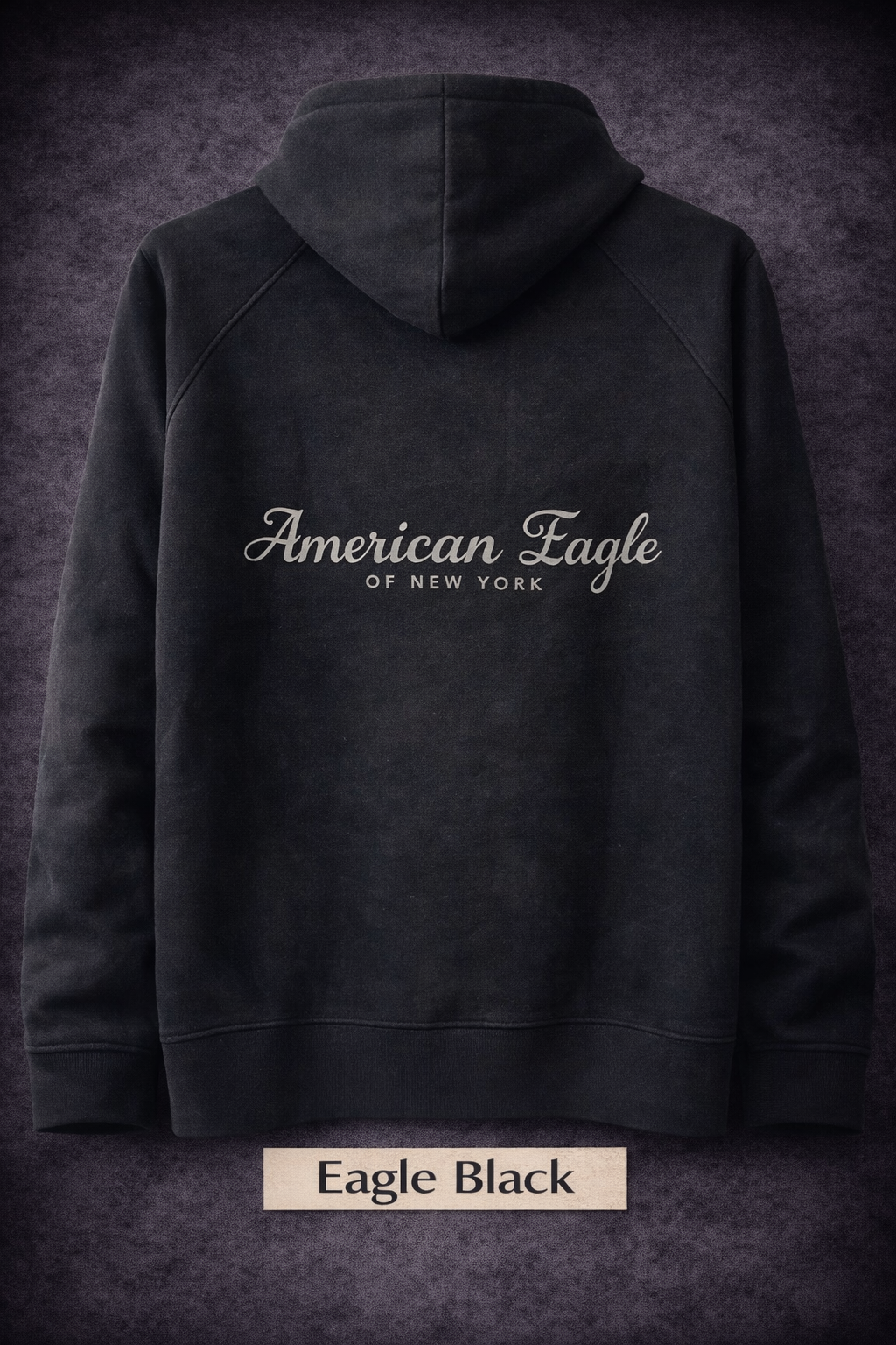GATSBY Mans Full Zipper Hoodie American Eagle Black