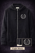 GATSBY Mans Full Zipper Hoodie American Eagle Black