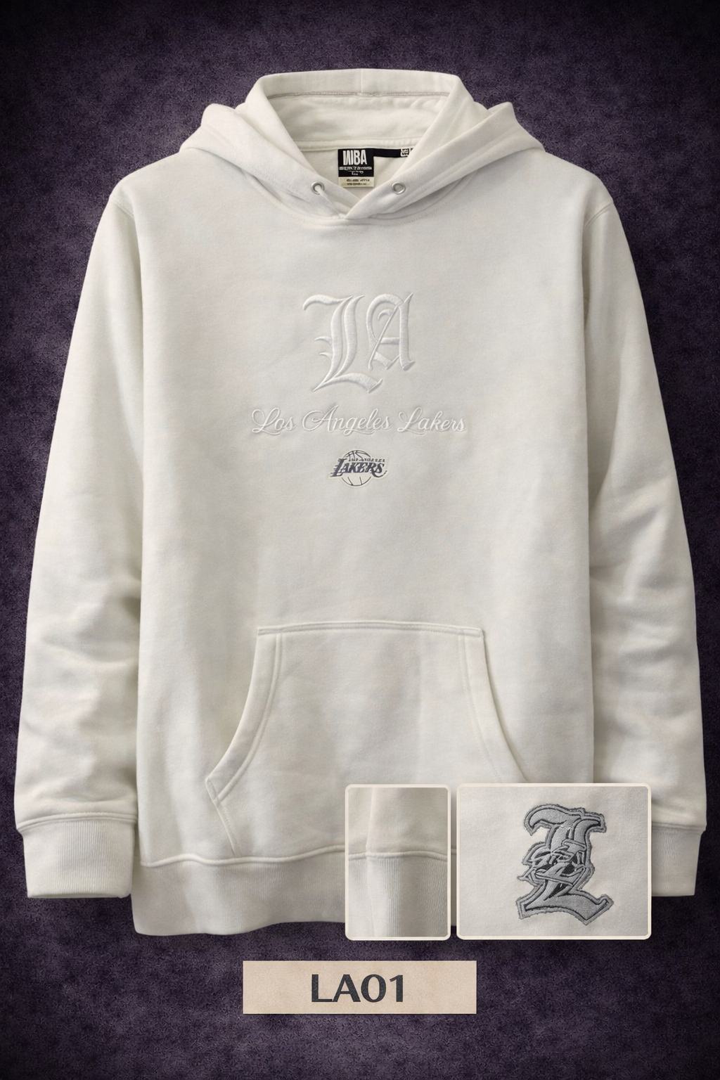 GATSBY Mens Hoodie (Non- Zipper)_ NBA White LA01