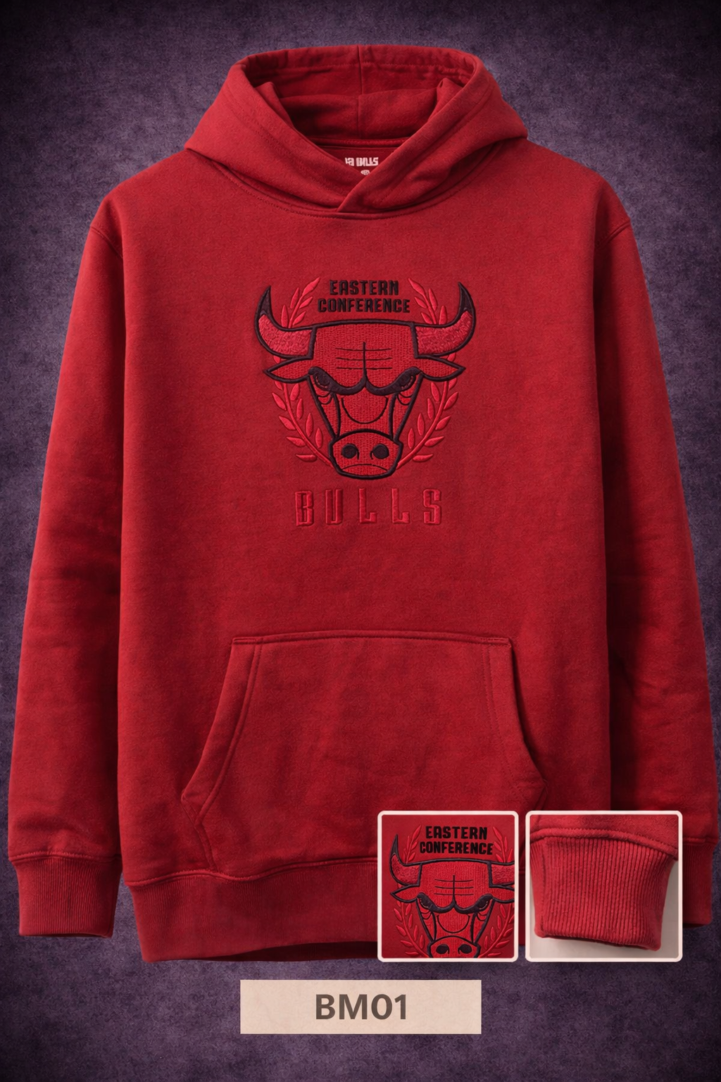 GATSBY Men's Chicago Bulls Eastern Conference Graphic Hoodie – Maroon BM01