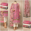 Premium Floral Printed Lawn Three Piece Suit Set 1106